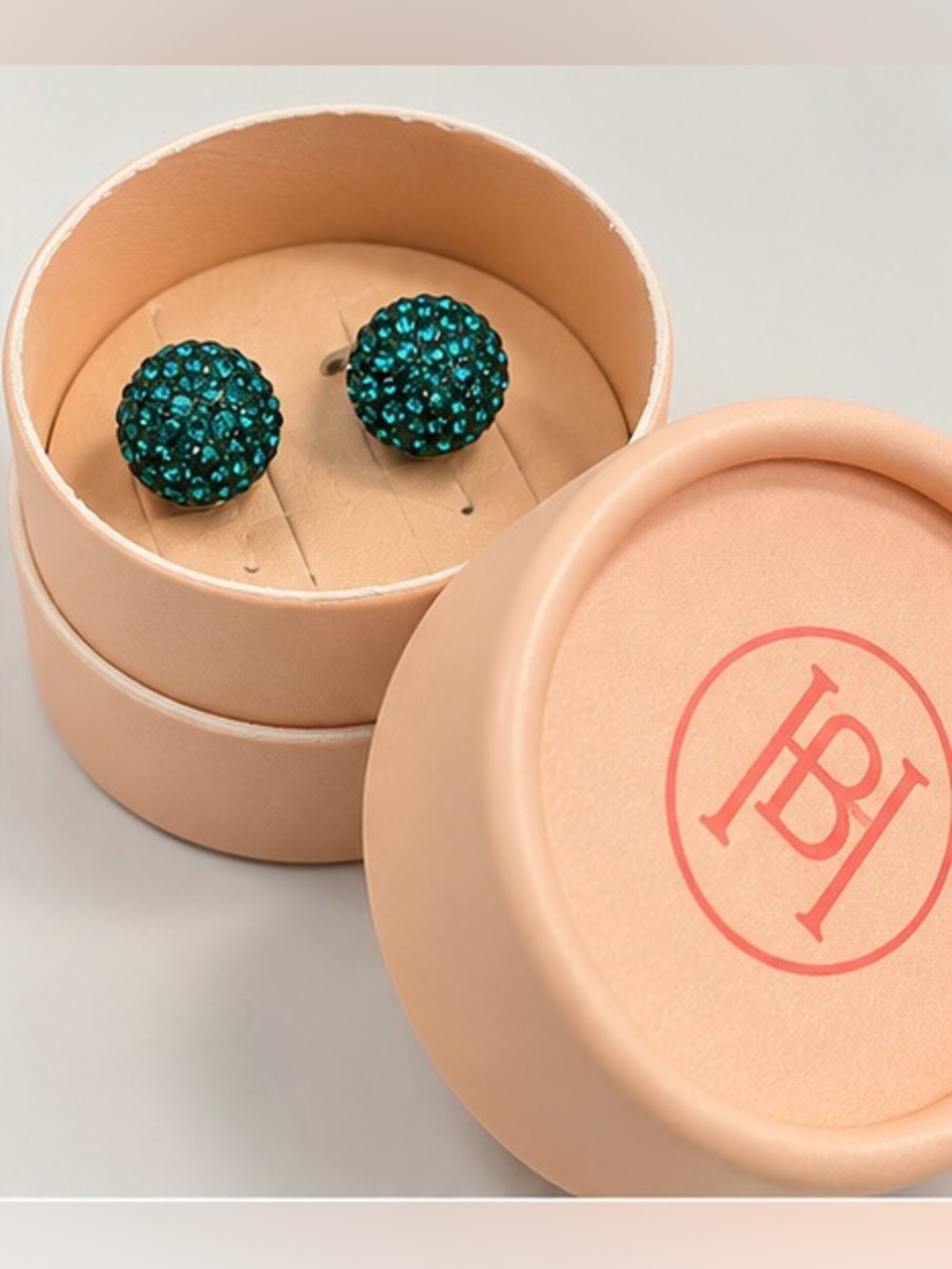 Hillberg & Berk STATEMENT Emerald Green Large 12mm Sparkle Ball Earrings
